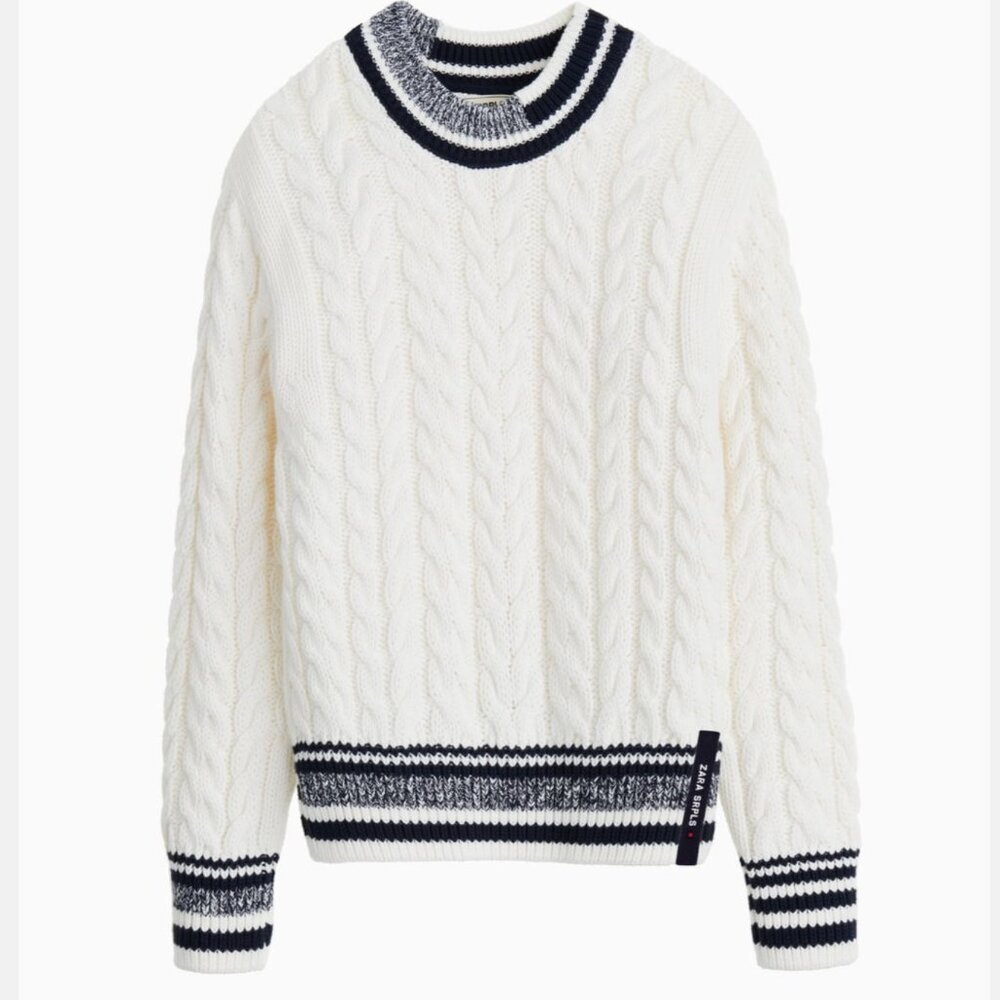 Zara SRPLS Super Rare Limited Edition Long Sleeve Cable Knit Sweater Men's Large